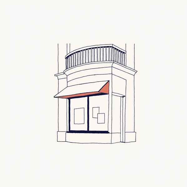 Small line illustration of an agency storefront