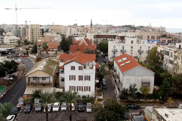 Cluster of red-roofed Templar houses in the American-German Colony near Jaffa, Tel Aviv
